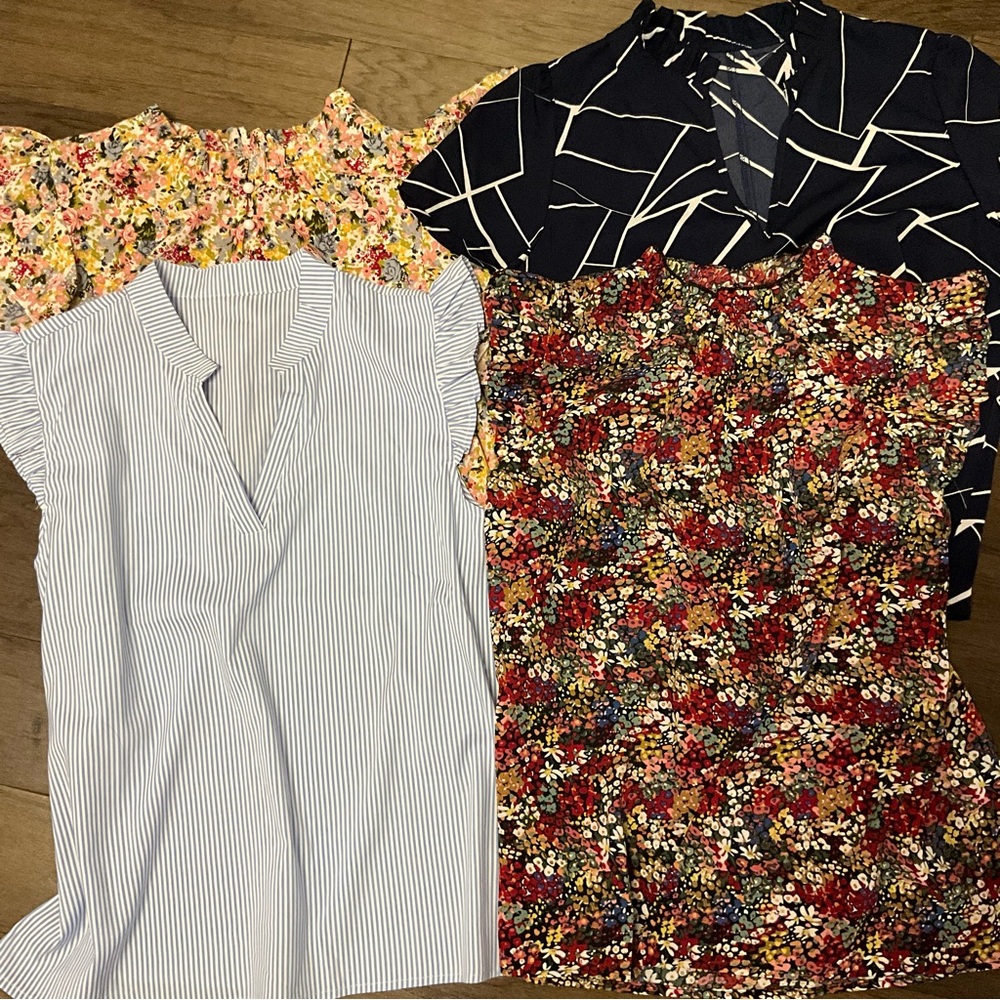 Teacher BUNDLE: Floral & Striped Women's 4 Tops Set Size 8-10 Teacher - Picture 6 of 9